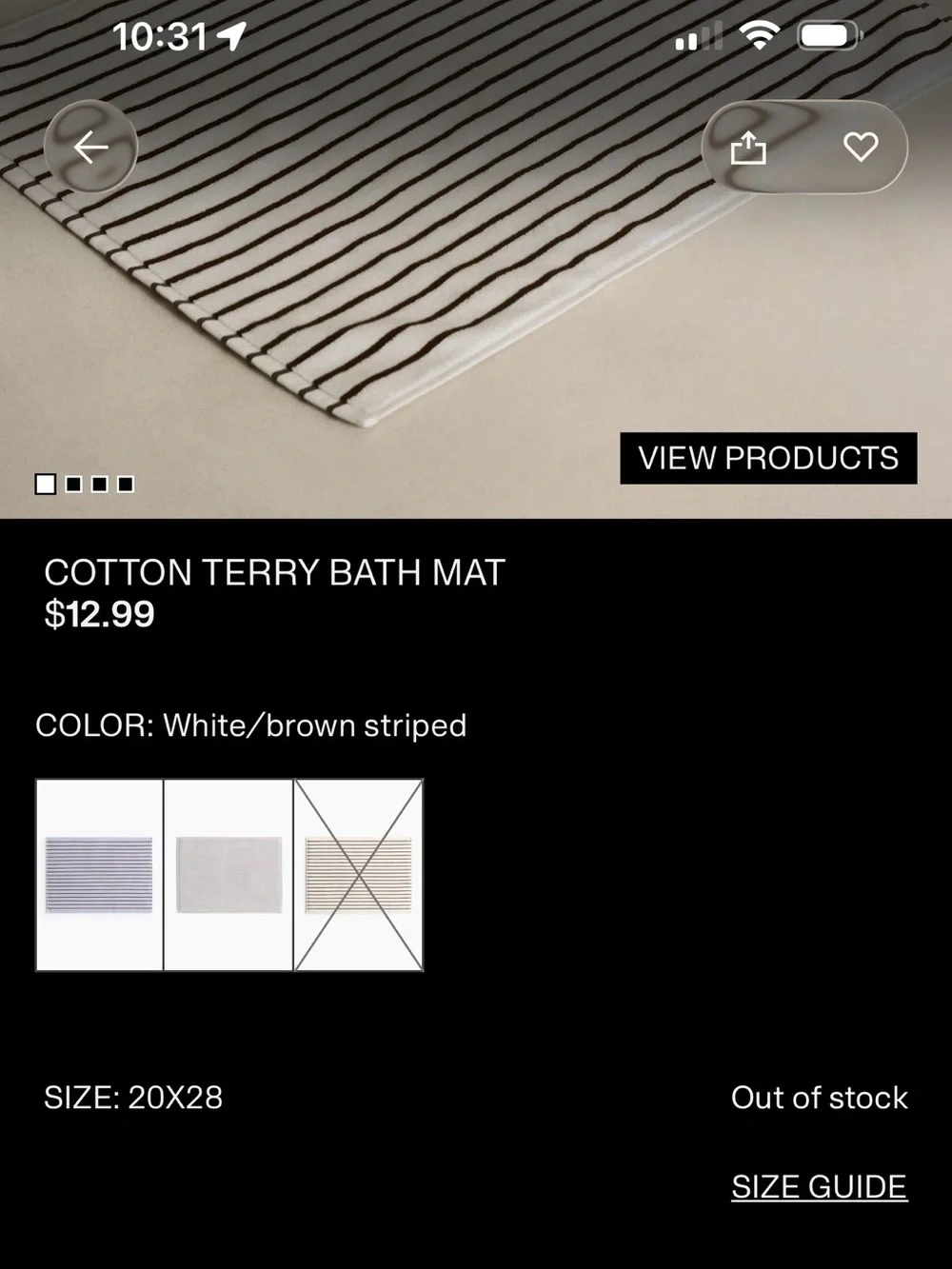 H&M Striped Cotton Bath Mat in Cream and Black